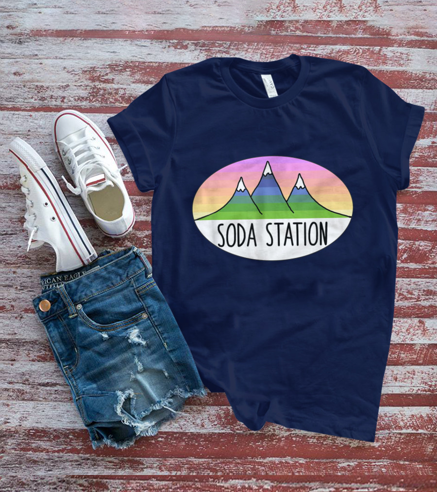 Retro Mountain Stripe Soda Station T-Shirt