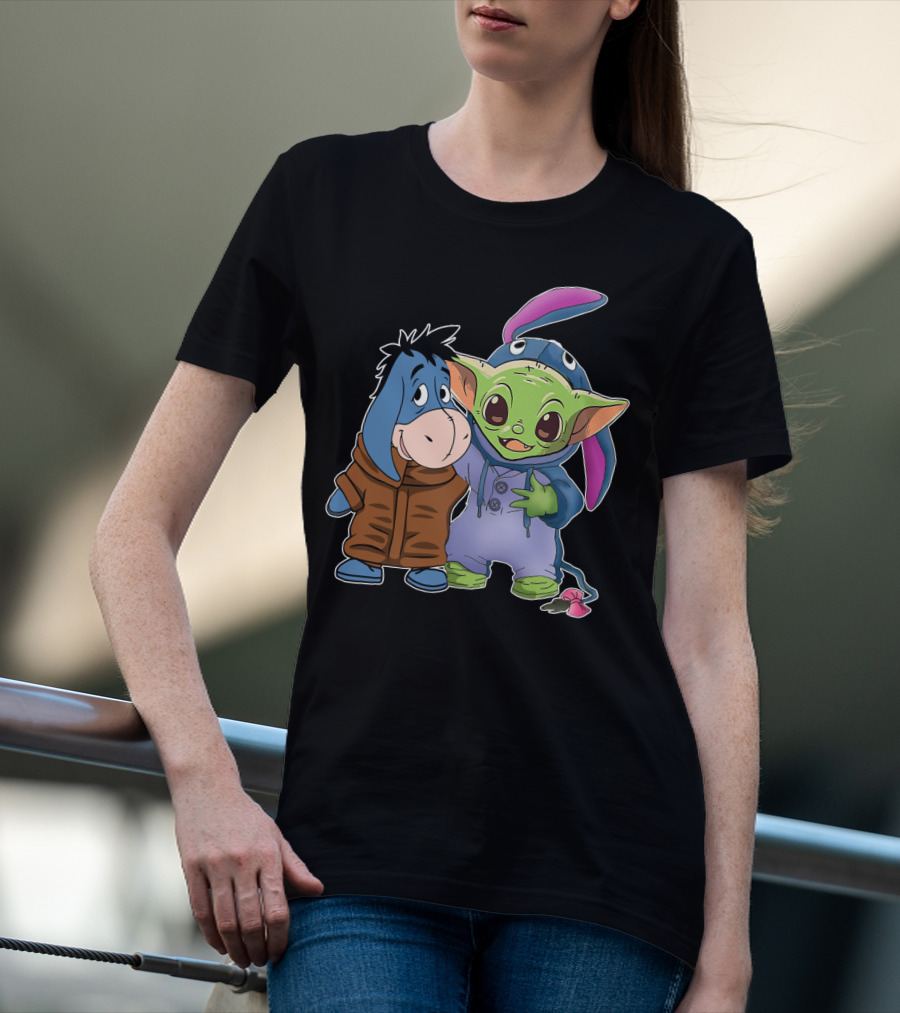 Eeyore And Baby Yoda In Stitch T-Shirt