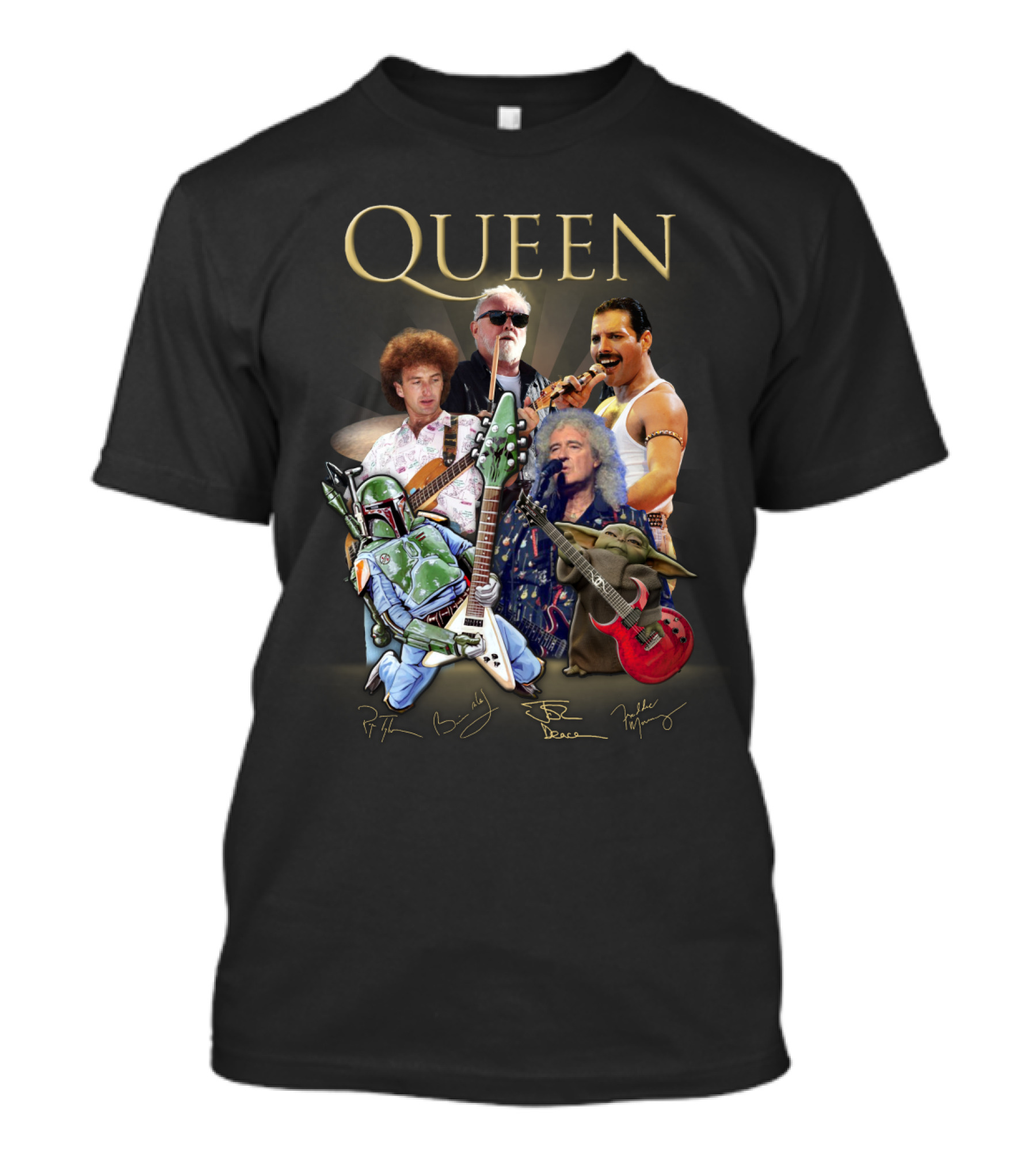 Queen 38 Band Boba Fett Baby Yoda Rock Legends T-Shirt