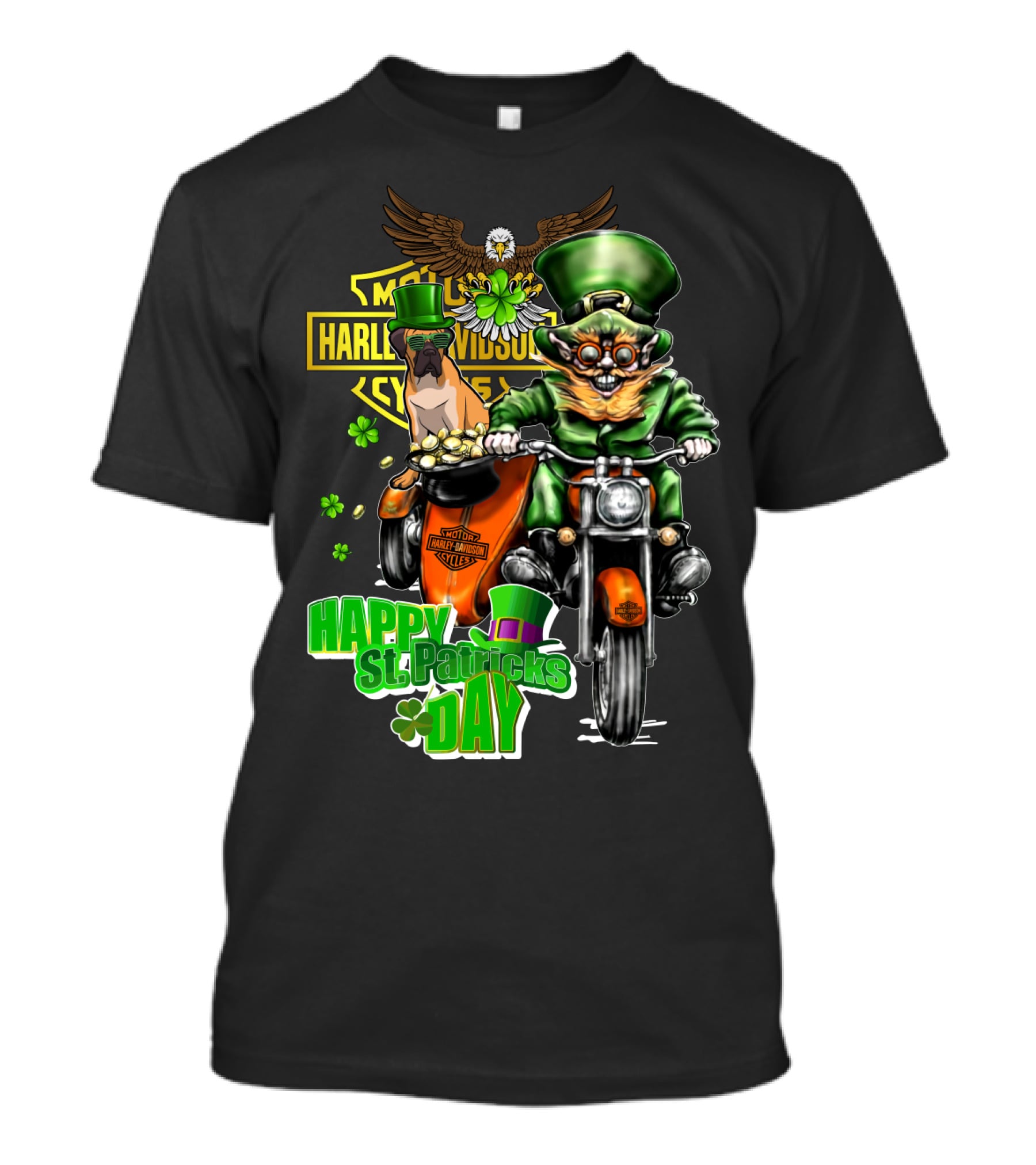 Harley Davidson Bullmastiff St. Patrick's Day Motorcycle Ride T-Shirt