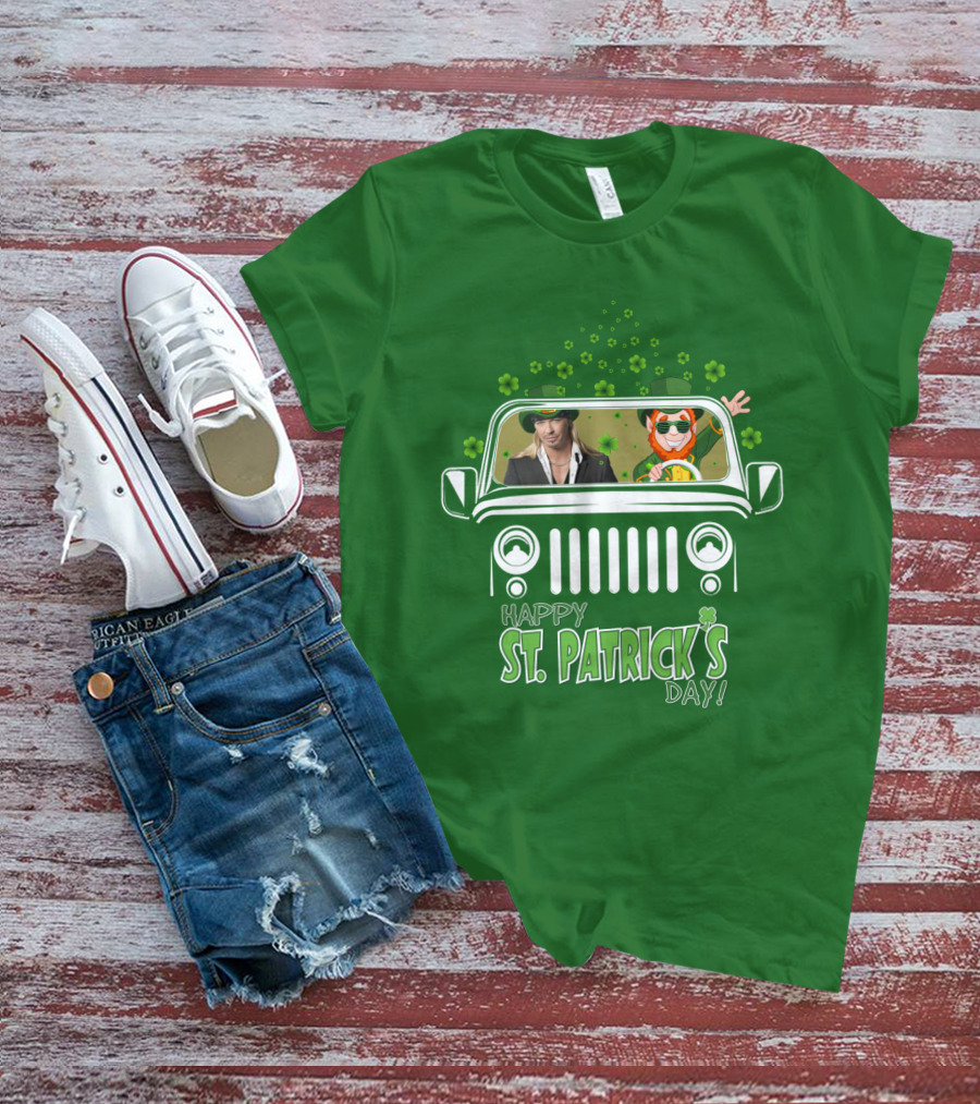 Bret Michaels St. Patrick's Day Jeep With Leprechaun And Shamrocks T-Shirt