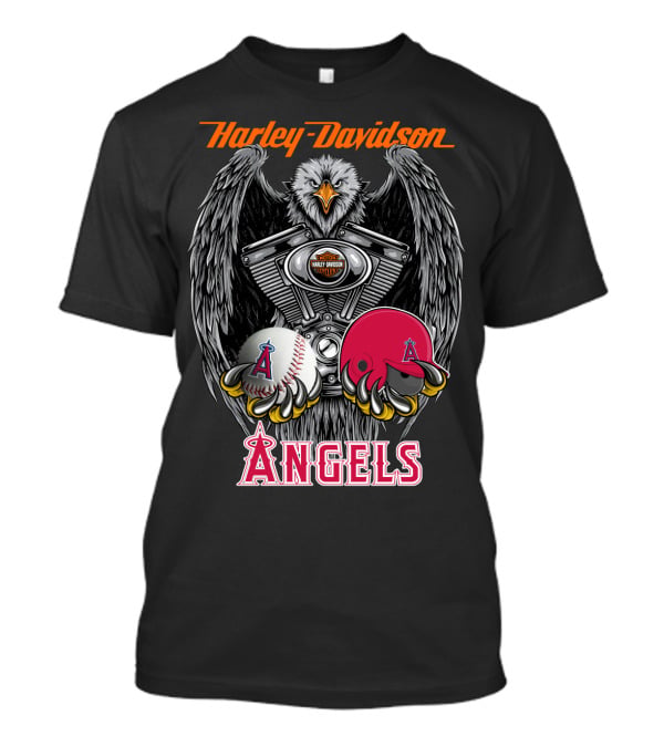 Harley Davidson Mlb Angels Eagle V-Twin Baseball Helmet T-Shirt