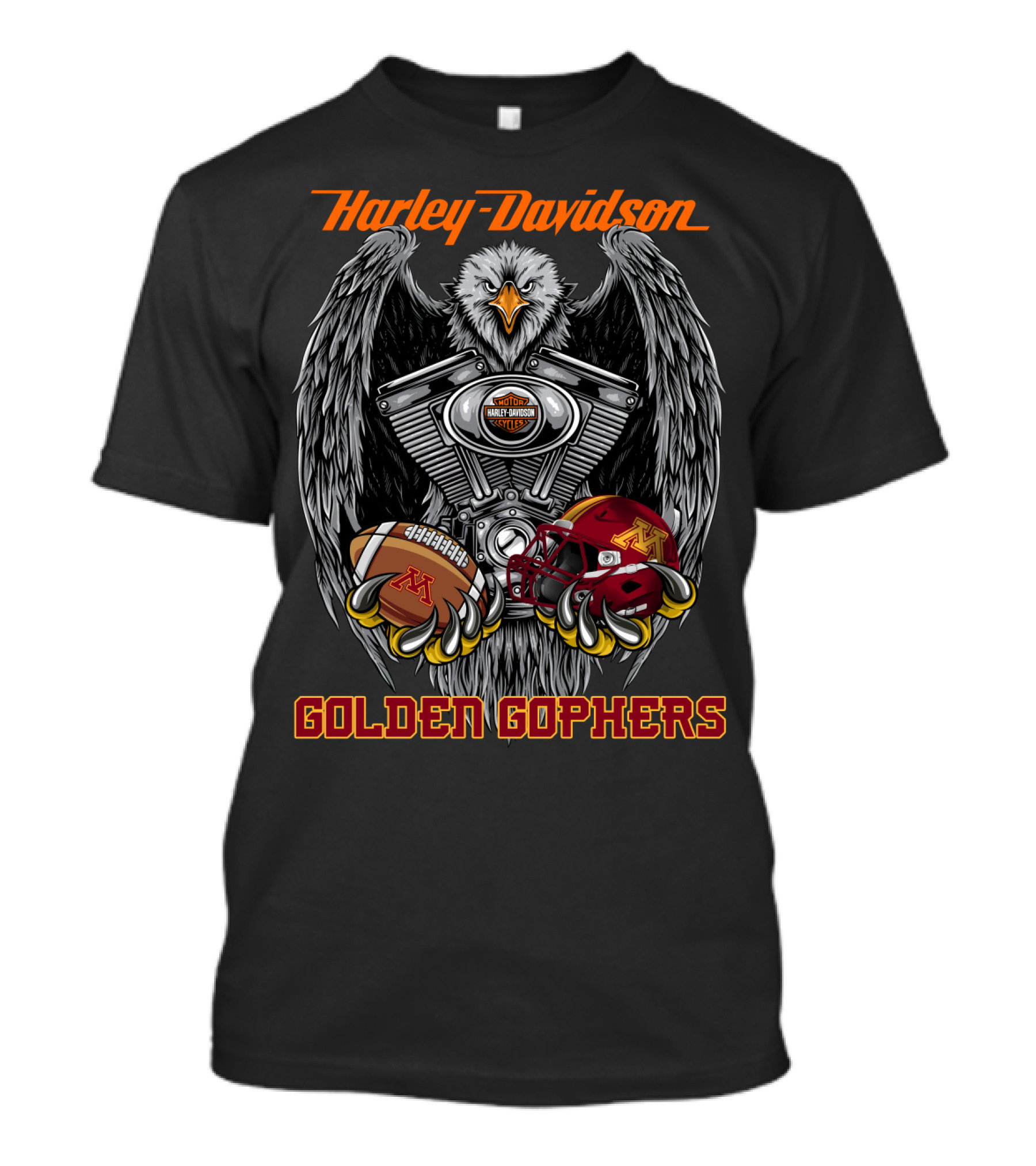 Harley Davidson Golden Gophers Football Eagle Engine T-Shirt