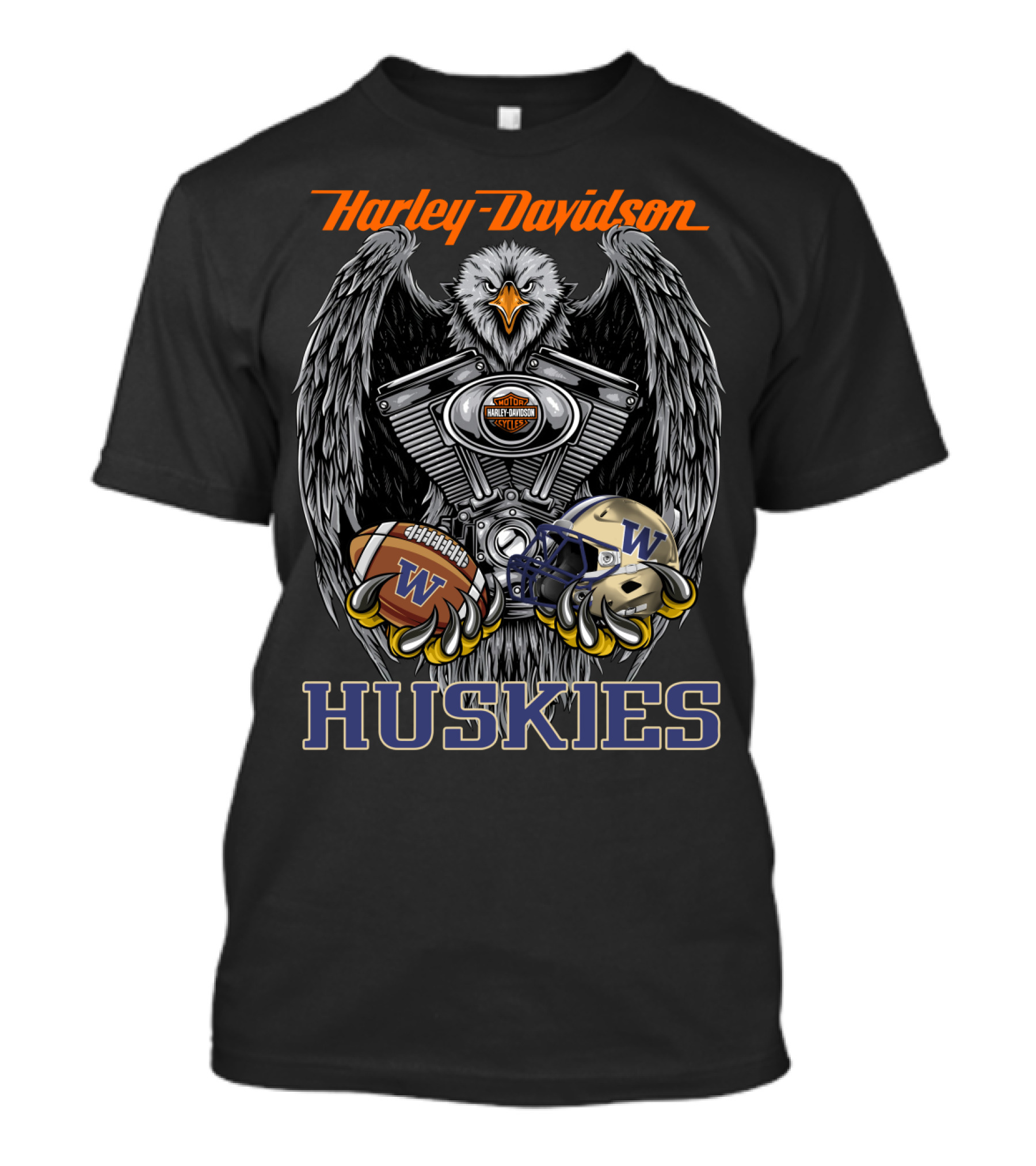Harley Davidson Huskies Eagle Engine Football Helmet T-Shirt