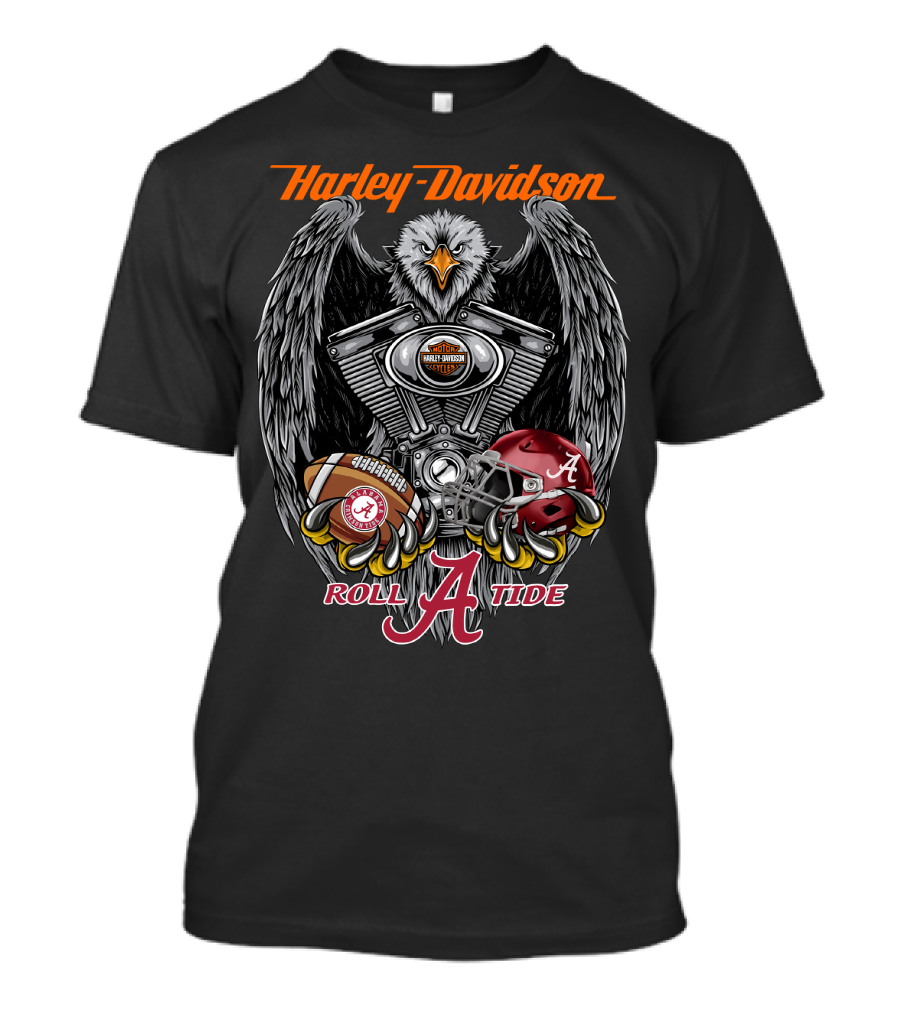 Harley Davidson Eagle Roll Tide Alabama Crimson Tide Football Helmet T-Shirt