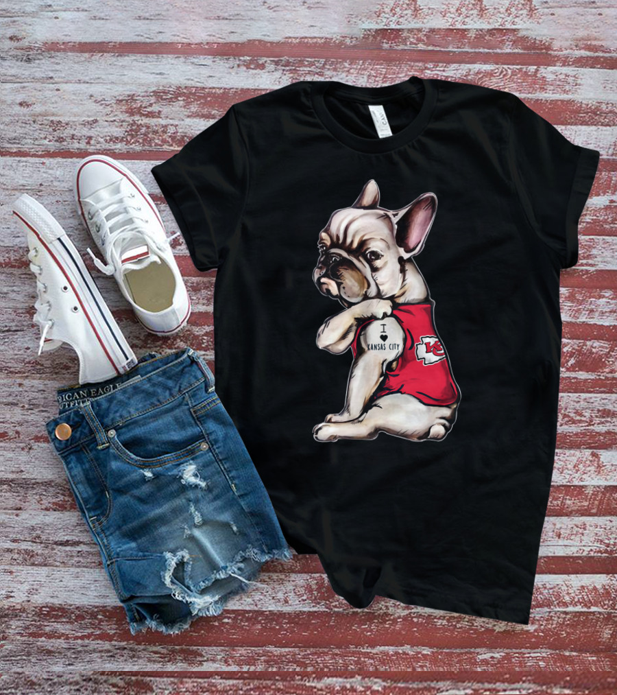 Kansas City Chiefs I Love Kansas City Bulldog Tattoo T-Shirt