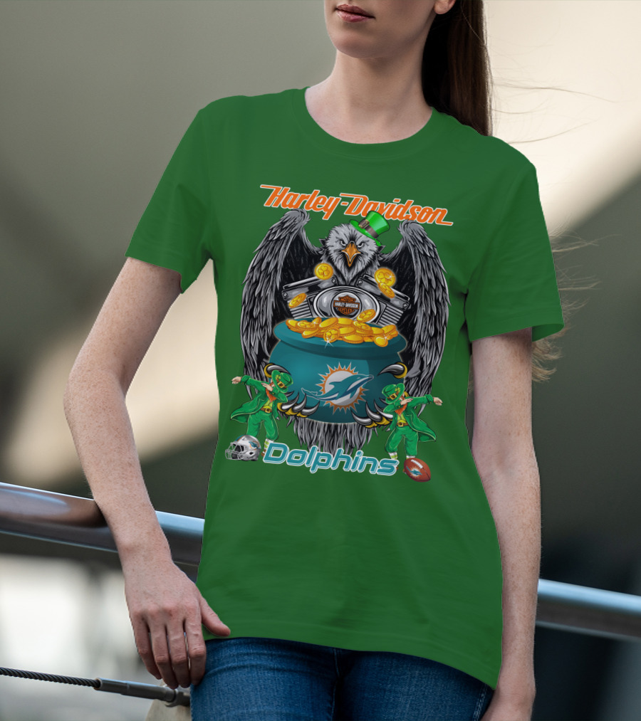 Harley Davidson Miami Dolphins Nfl Eagle Gold Coins T-Shirt