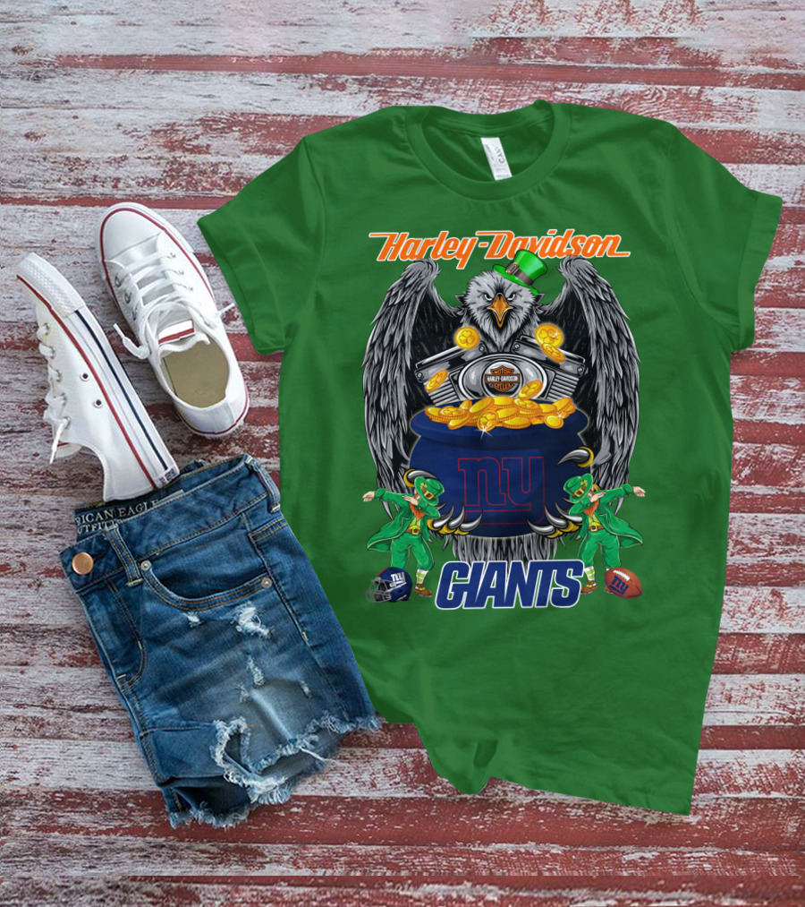 Harley Davidson Eagles And Leprechauns New York Giants Nfl Football T-Shirt