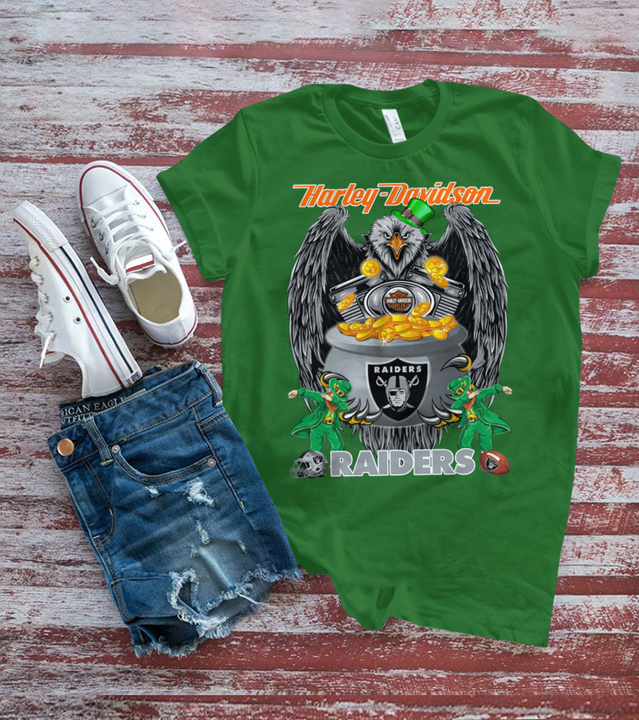 Harley Davidson Raiders Nfl Oakland Raiders Eagle Pot Of Gold T-Shirt