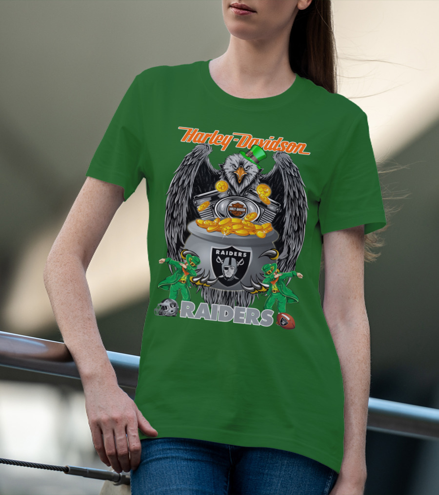 Harley Davidson Raiders Nfl Oakland Raiders Eagle Pot Of Gold T-Shirt