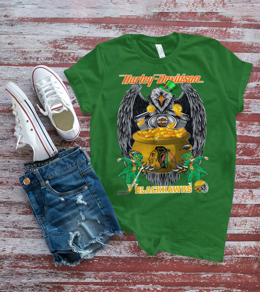 Harley Davidson Nhl Chicago Blackhawks St. Patrick's Day T-Shirt