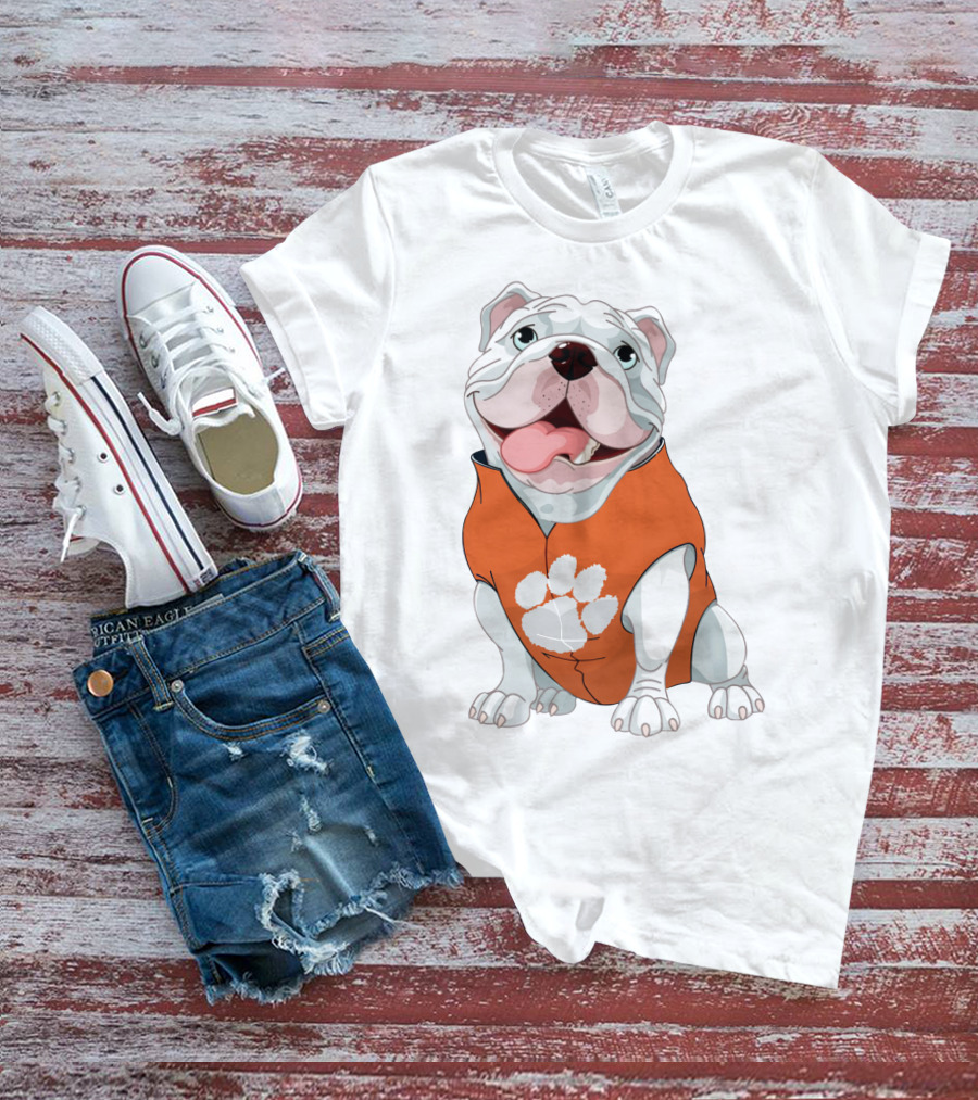 Clemson Tigers Bulldog In Orange Paw T-Shirt