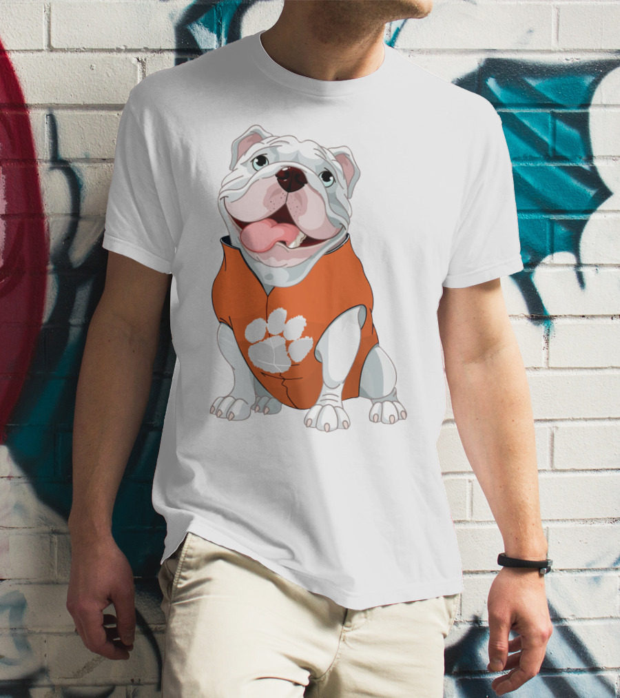 Clemson Tigers Bulldog In Orange Paw T-Shirt