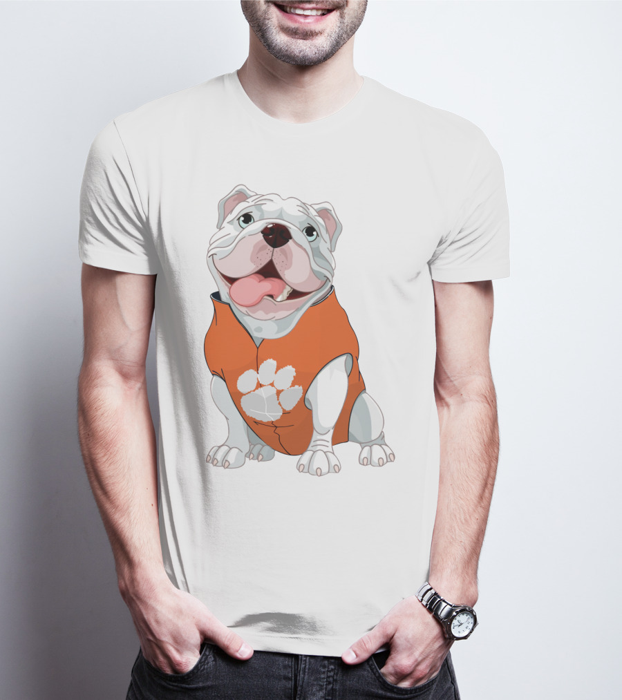 Clemson Tigers Bulldog In Orange Paw T-Shirt