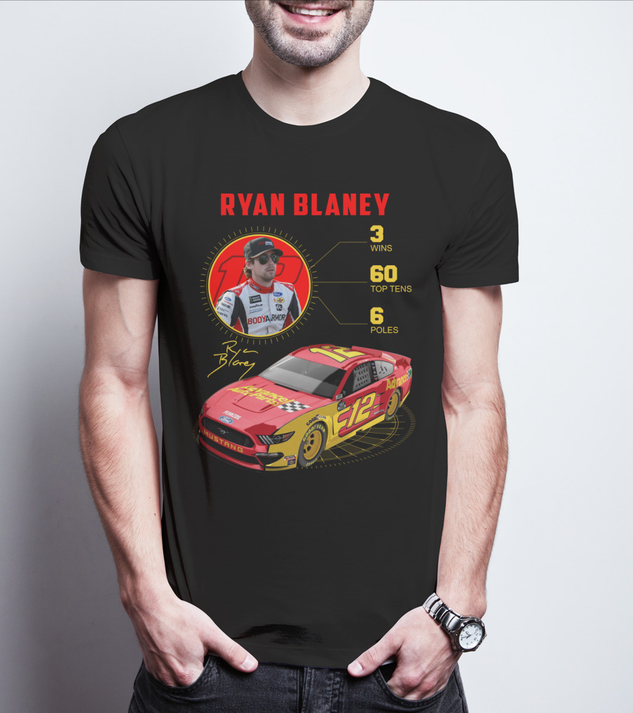 Ryan Blaney 3 Wins 60 Top Tens 6 Poles Mustang T-Shirt