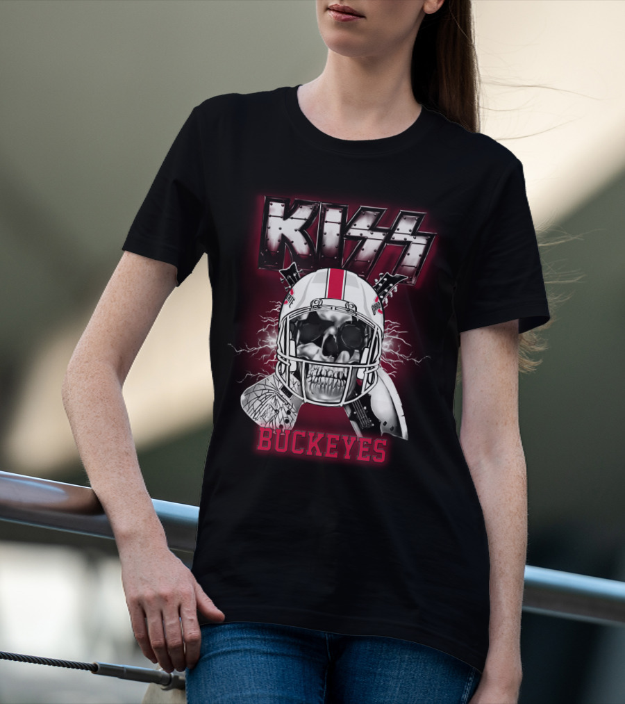Kiss Buckeyes Football Skull Helmet Ncaa Osb 95 T-Shirt