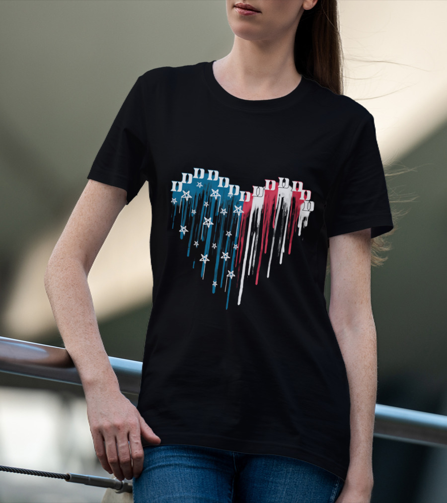 Duke Blue Devils Dripping American Flag Heart T-Shirt