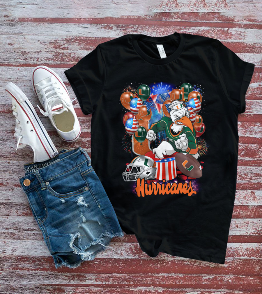 Miami Hurricanes Football Fireworks And Patriotic Celebration T-Shirt