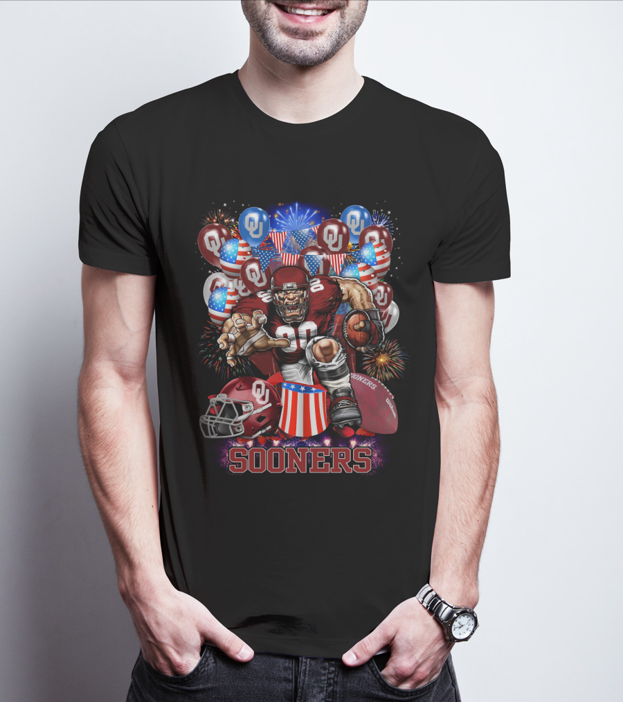Ncaa Oklahoma Sooners Football Celebration With Fireworks And Balloons T-Shirt