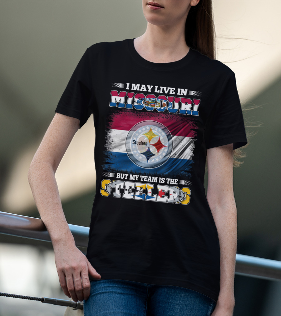 Steelers Fan Living In Missouri With Team Pride Background T-Shirt