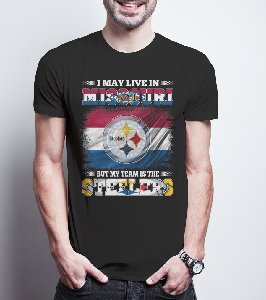 Steelers Fan Living In Missouri With Team Pride Background T-Shirt