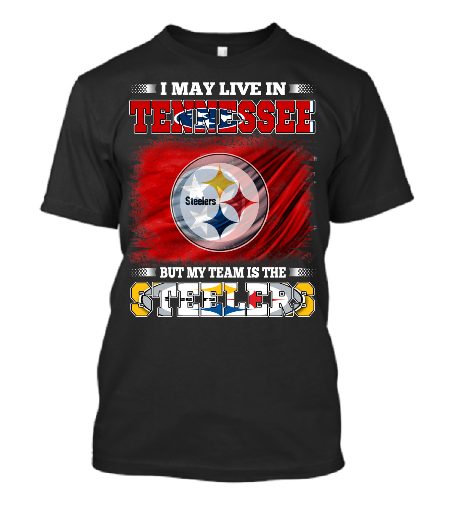 Tennessee Living Steelers Fan Logo Prioritizing Team Loyalty Over Location T-Shirt