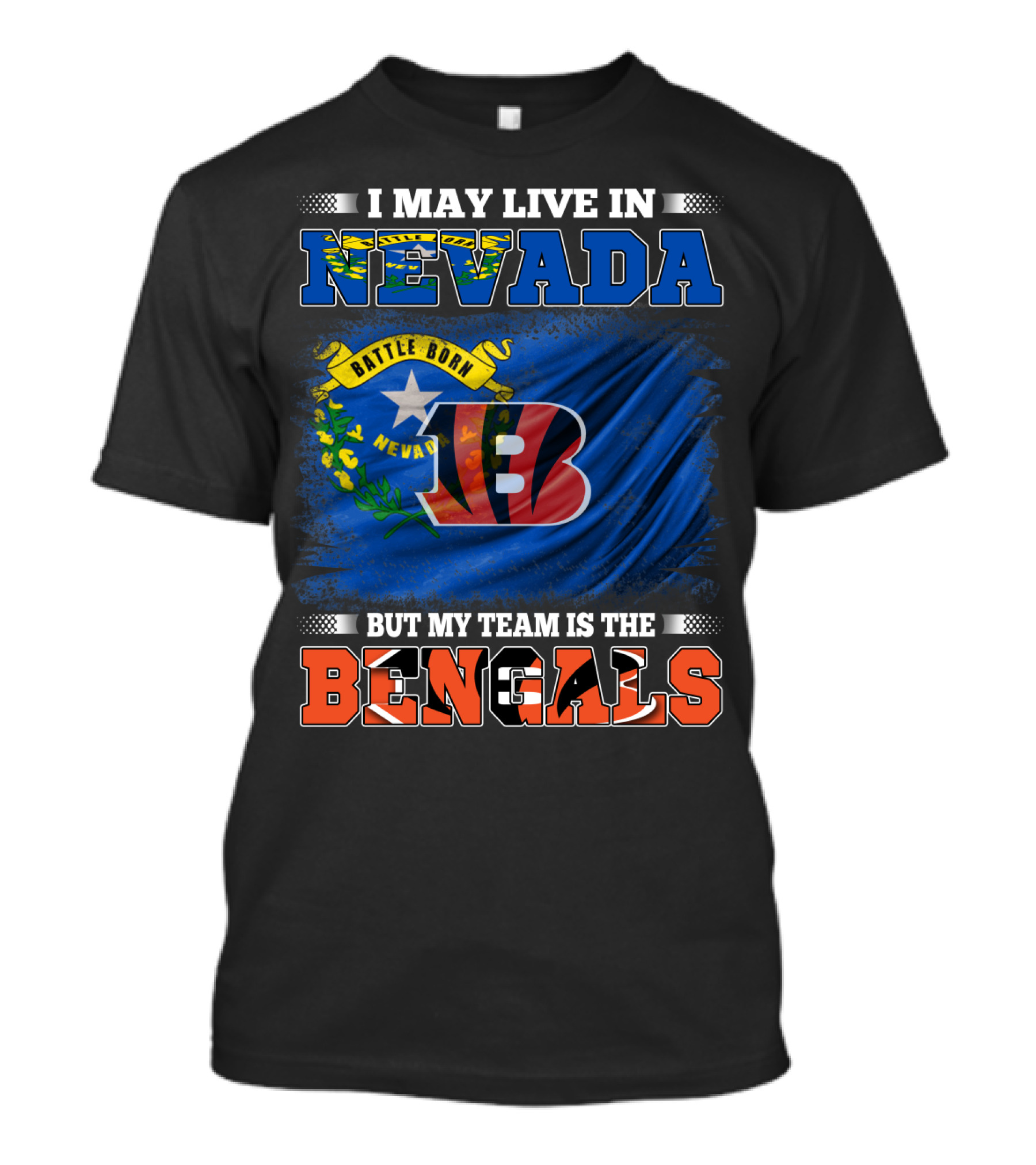 Nevada Pride With Bengals Team Allegiance And Flag T-Shirt