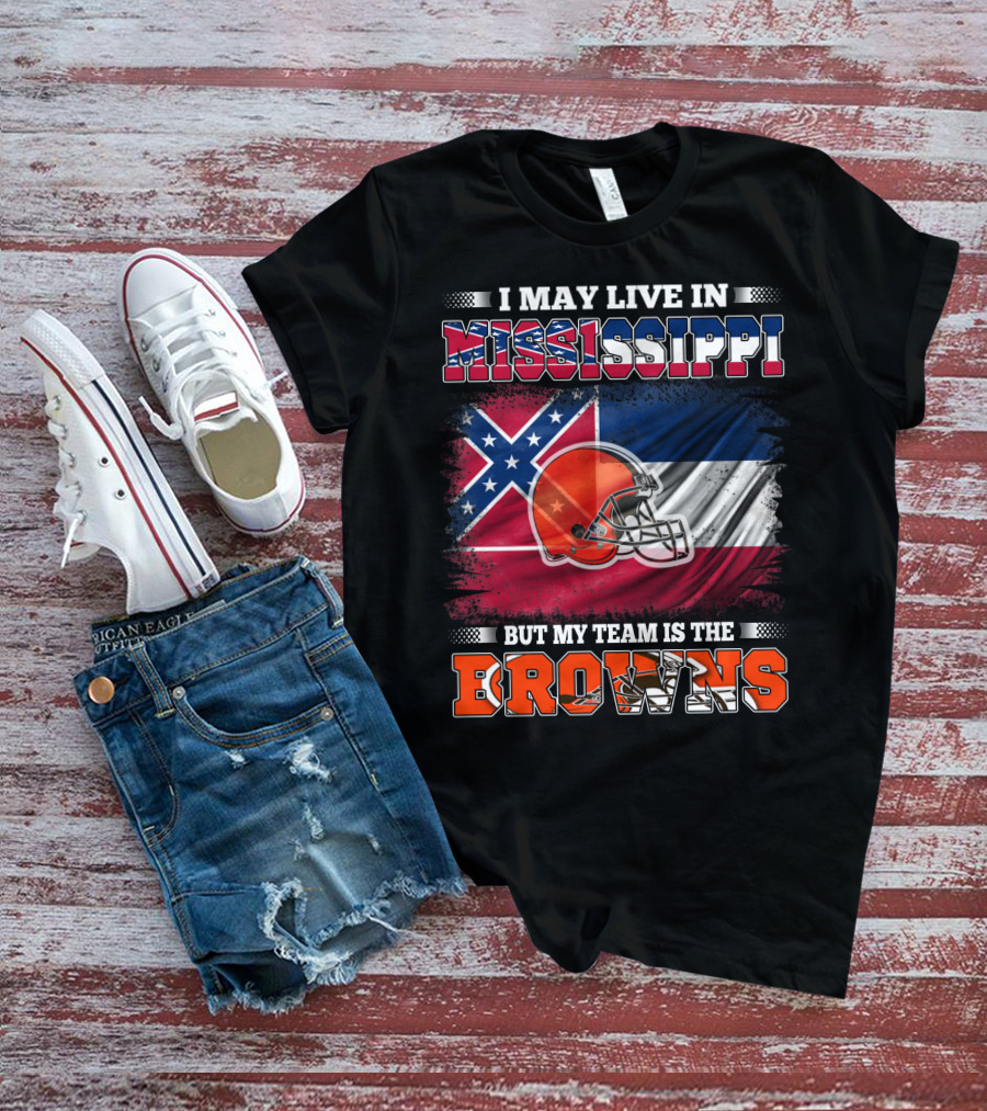 Mississippi Loyal Yet Browns Fanatic With Confederate And Helmet T-Shirt
