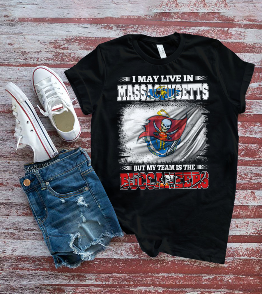 Massachusetts Resident Supporting Buccaneers With Flag And Skull T-Shirt