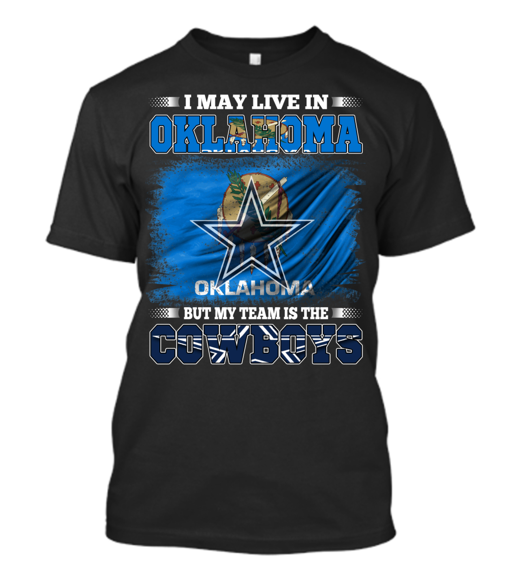 Live In Oklahoma My Team Cowboys Oklahoma Flag Star T-Shirt