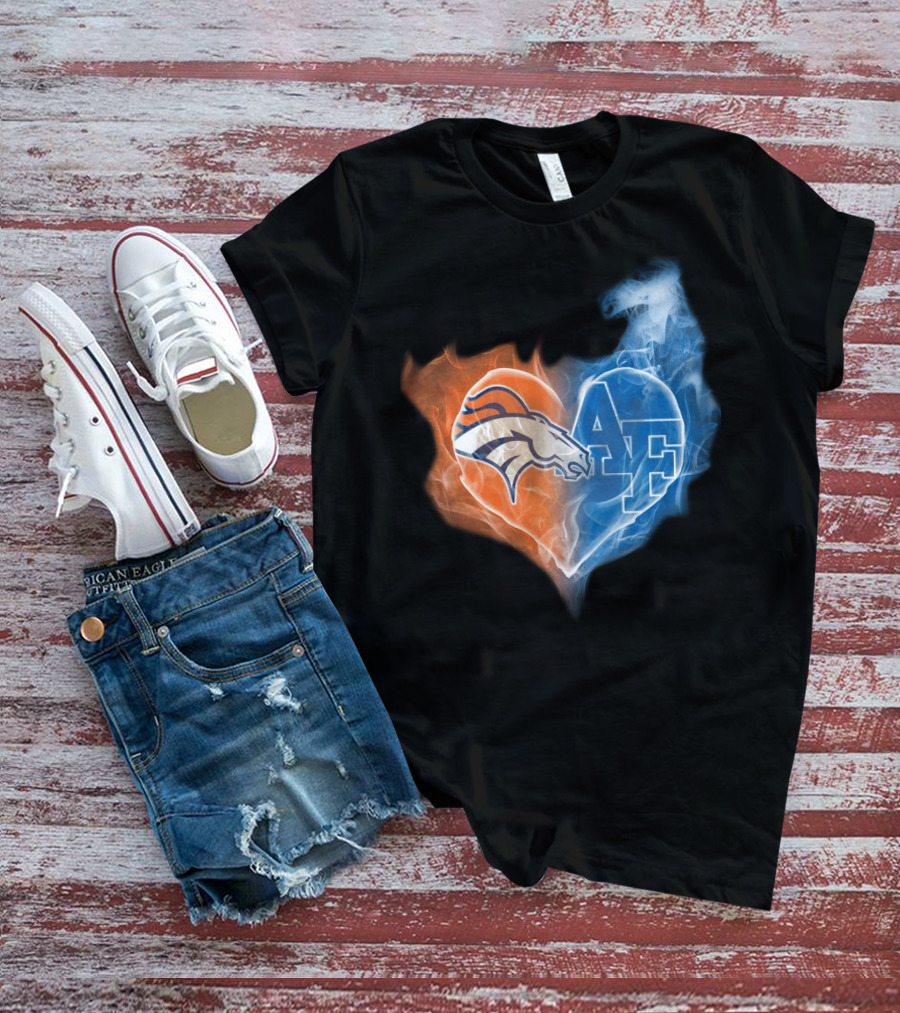 Broncos Air Force Falcons Heart T-Shirt