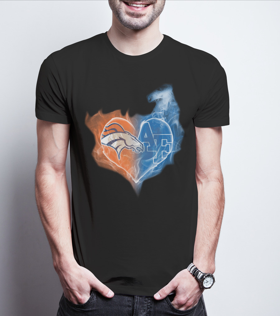 Broncos Air Force Falcons Heart T-Shirt