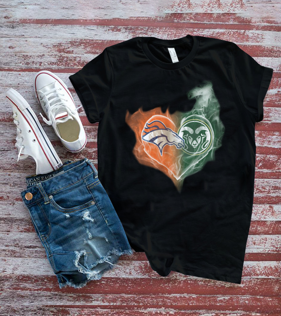 Broncos Rams Heart Shape Fusion T-Shirt