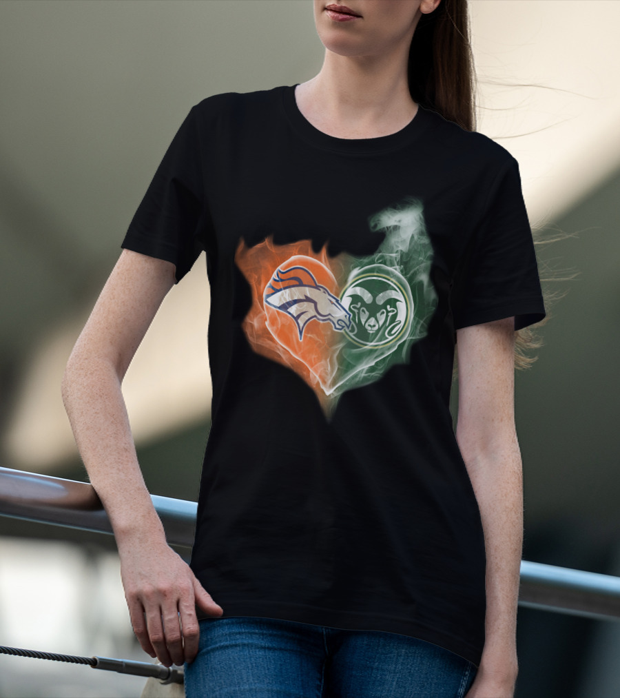 Broncos Rams Heart Shape Fusion T-Shirt