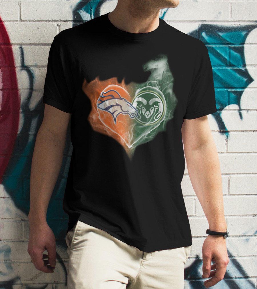 Broncos Rams Heart Shape Fusion T-Shirt