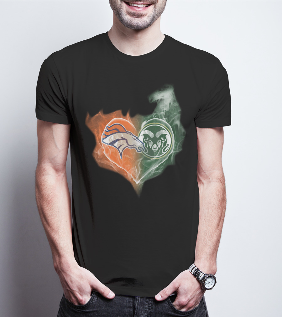 Broncos Rams Heart Shape Fusion T-Shirt