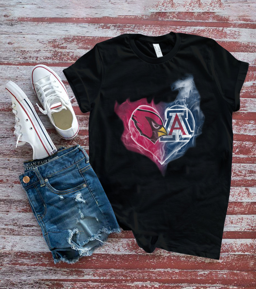 Cardinals Arizona Wildcats Heart Logo Smoke T-Shirt
