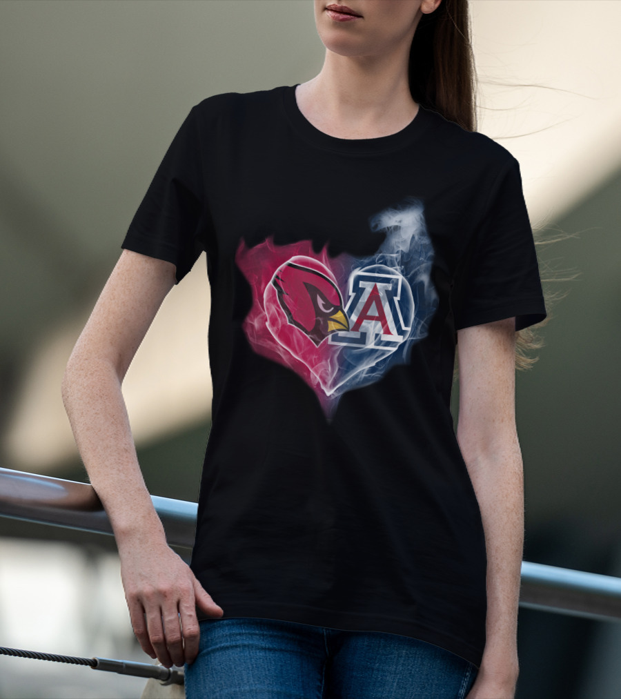 Cardinals Arizona Wildcats Heart Logo Smoke T-Shirt