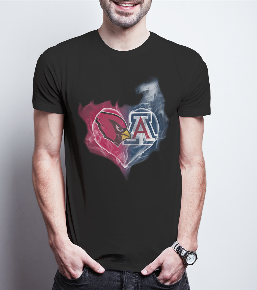 Cardinals Arizona Wildcats Heart Logo Smoke T-Shirt