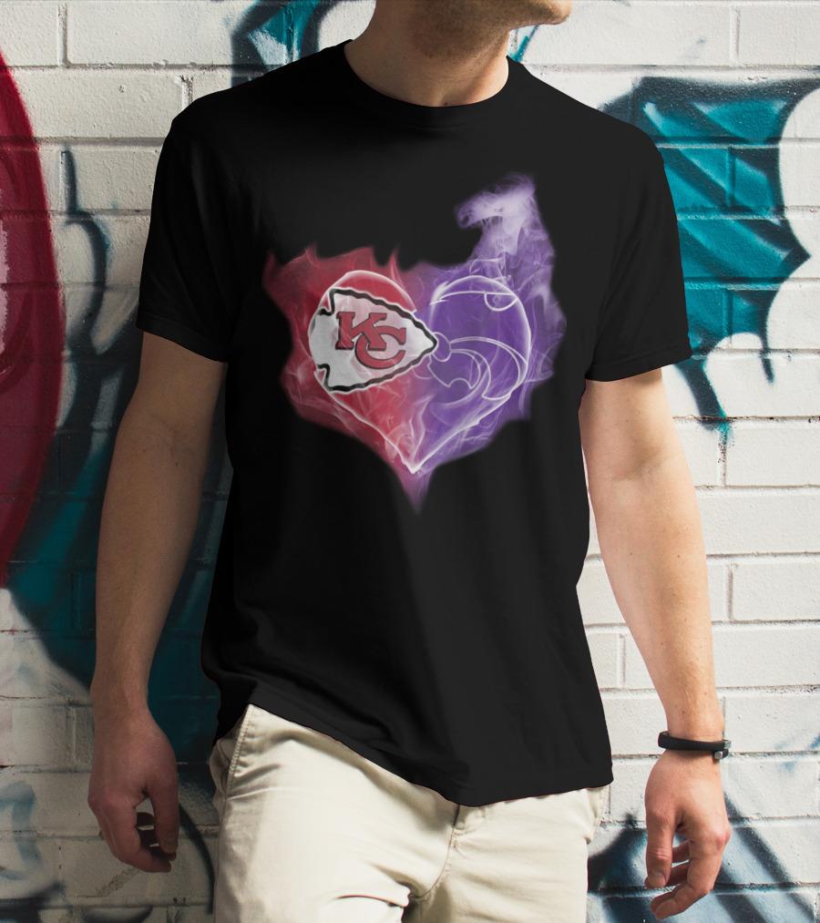 Kansas City Chiefs Kansas State Wildcats Heart T-Shirt