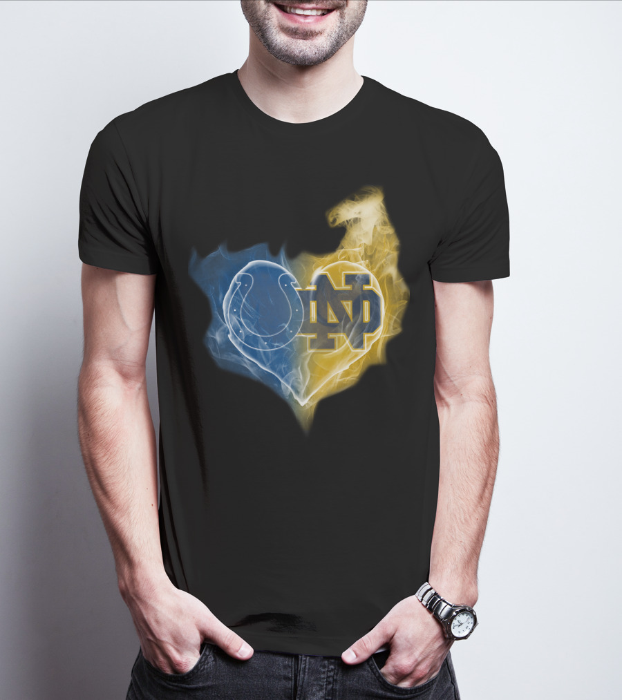 Colts Notre Dame Fighting Irish Flame Heart T-Shirt