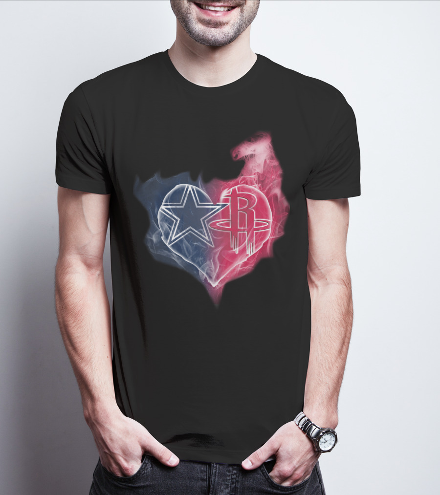 Cowboys Houston Rockets Heart T-Shirt