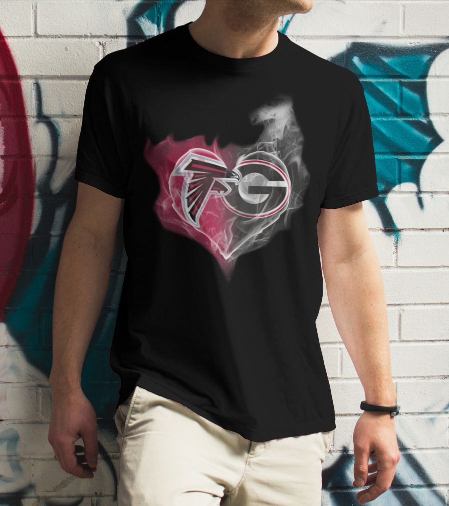 Atlanta Falcons Georgia Bulldogs Heart Smoke T-Shirt