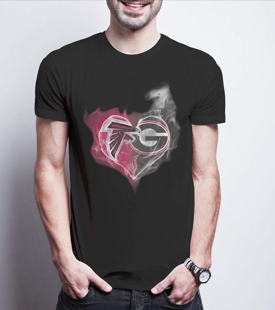 Atlanta Falcons Georgia Bulldogs Heart Smoke T-Shirt