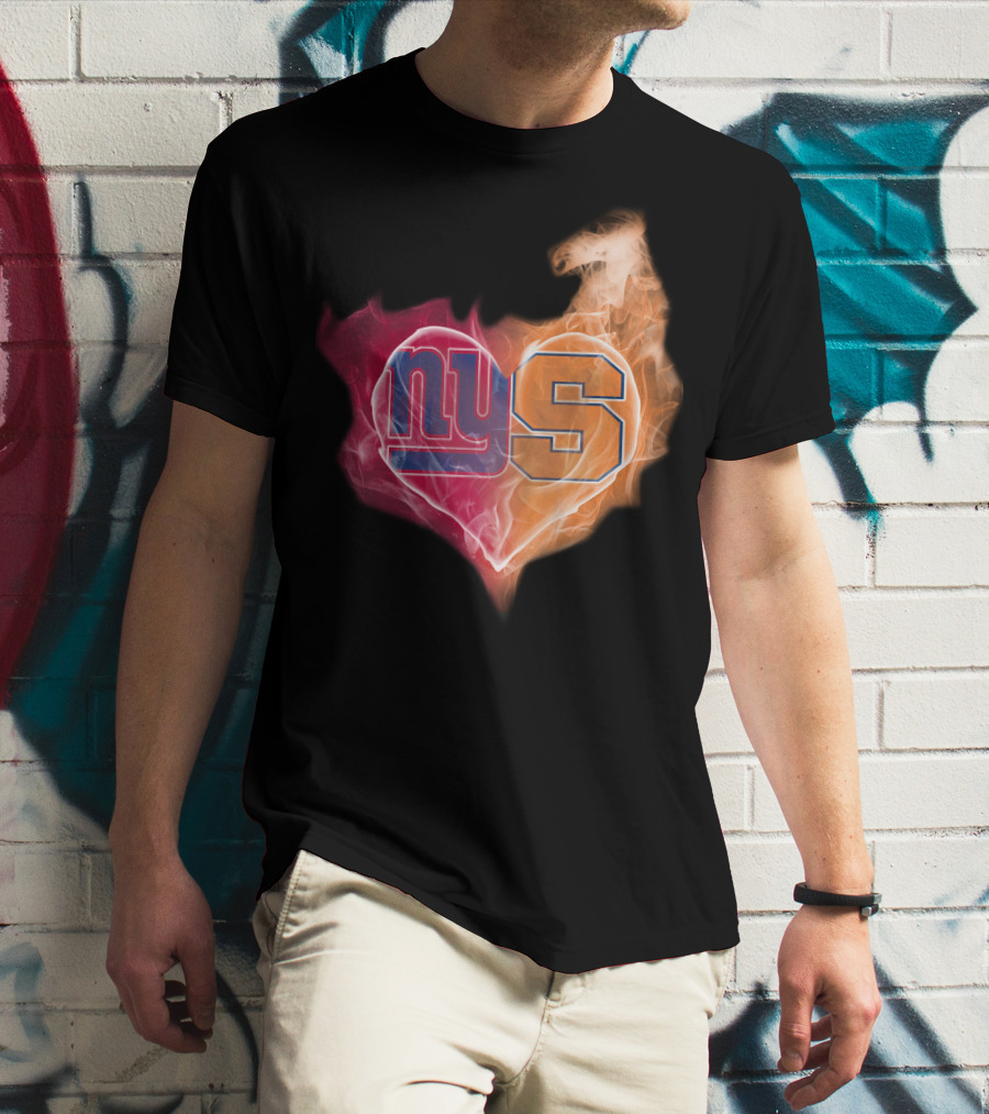 New York Giants Syracuse Orange Ny Heart Flame T-Shirt