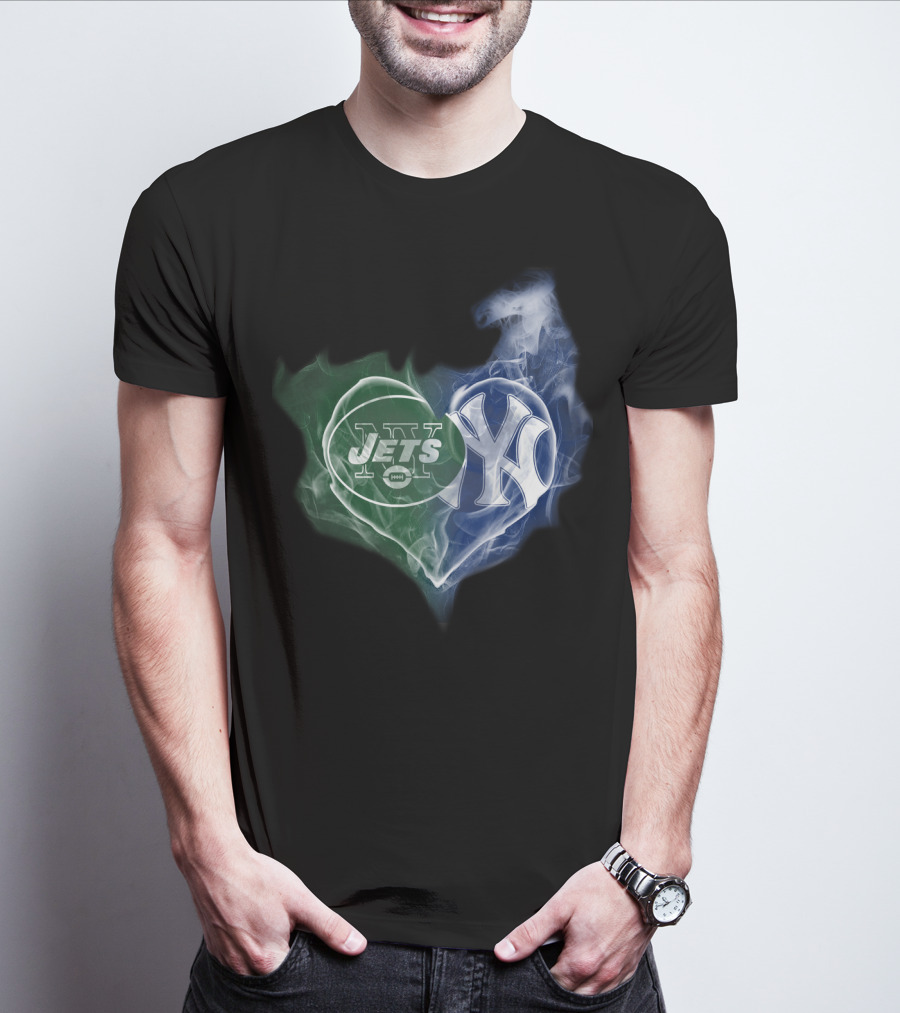 Jets Yankees Heart Smoke T-Shirt