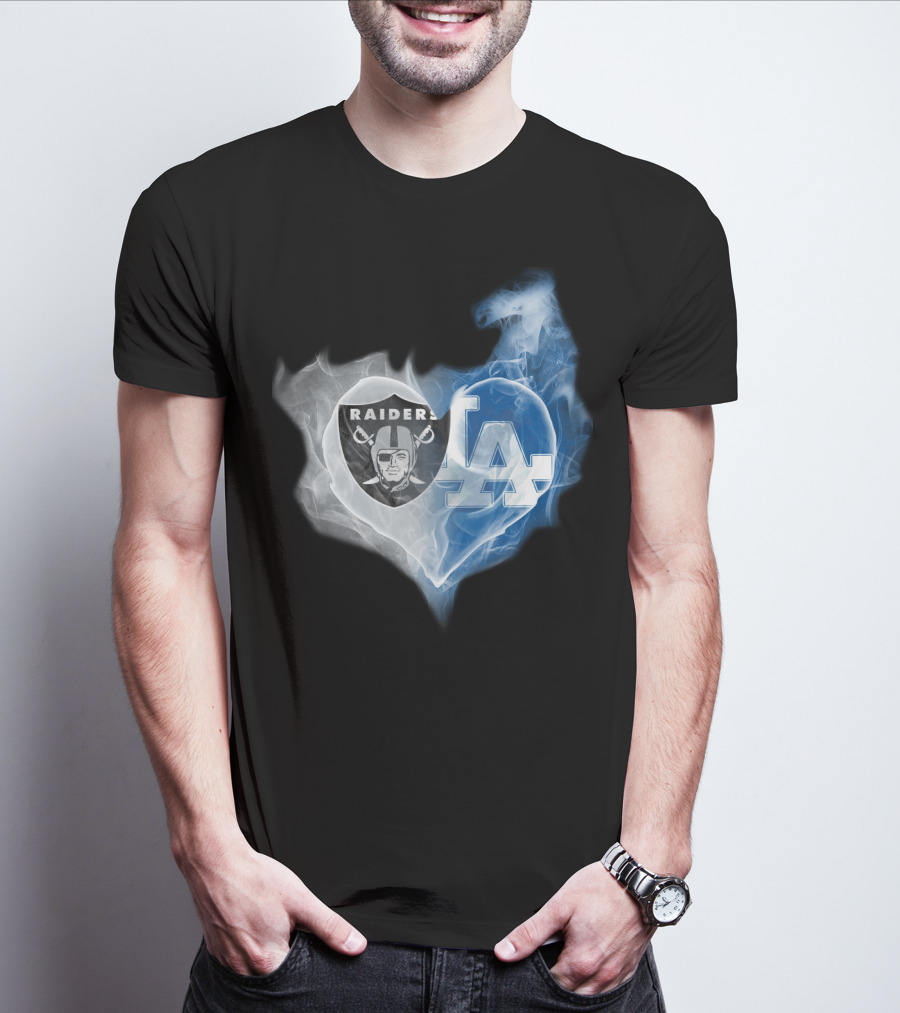 Raiders LA Dodgers Smoke Heart T-Shirt