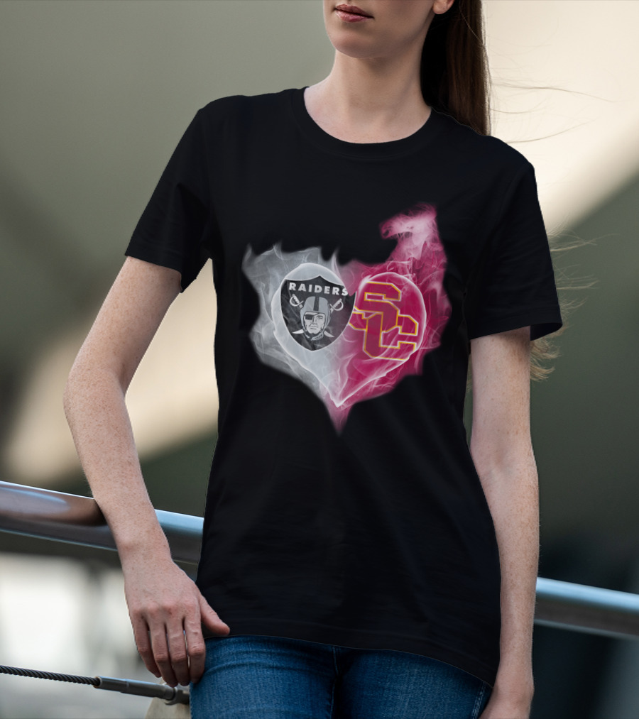 Raiders USC Trojans Heart Logo Fusion T-Shirt