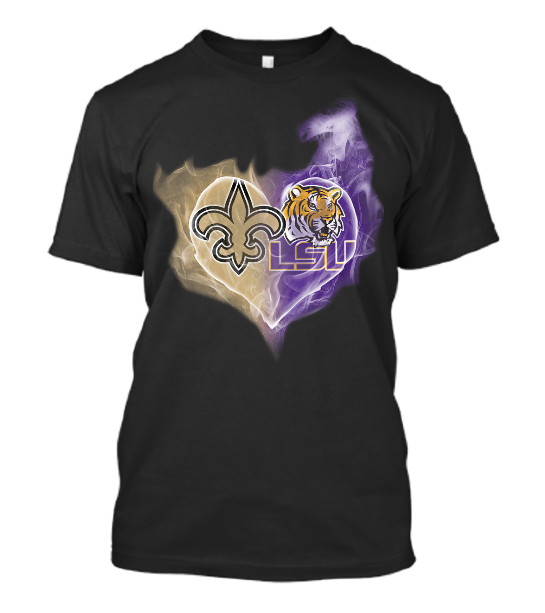Saints Fleur-de-Lis LSU Tigers Heart T-Shirt