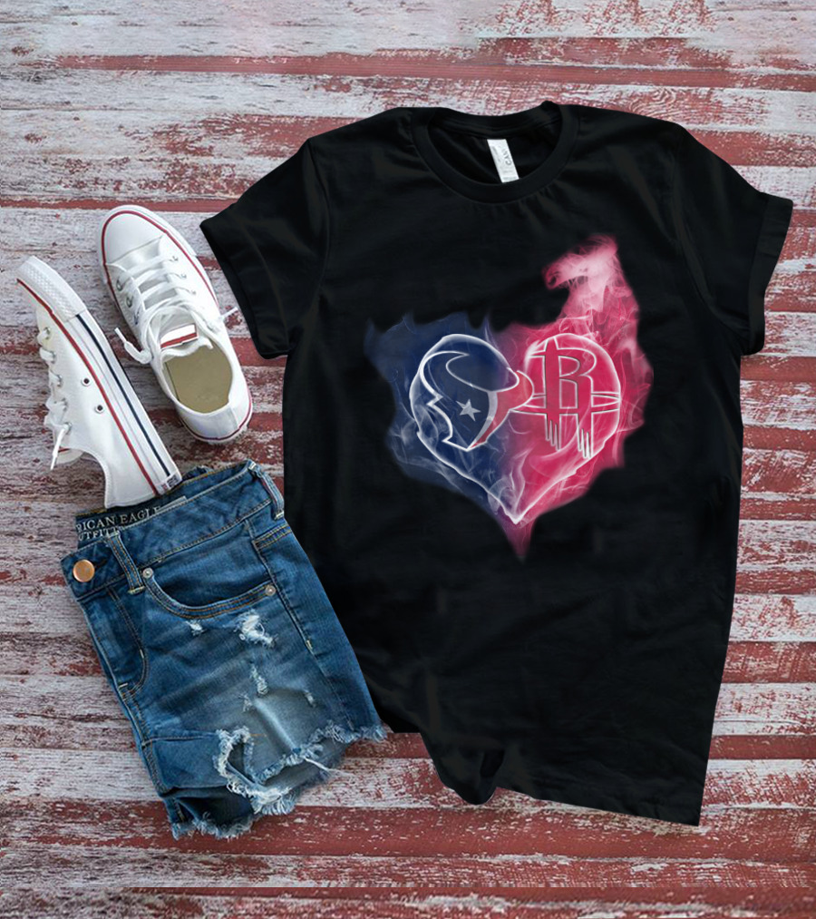 Texans Houston Rockets Logo Heart Smoke T-Shirt
